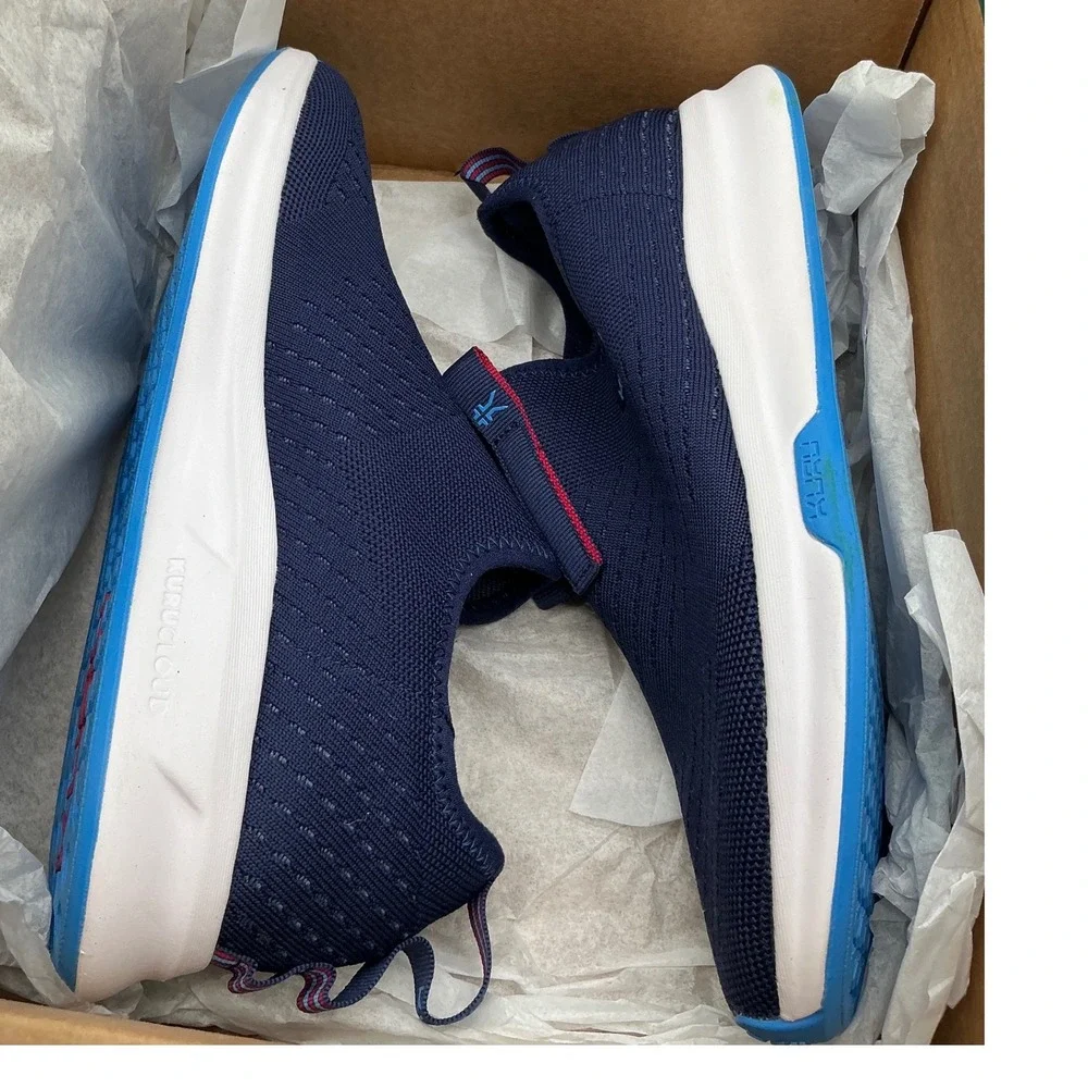 Kuru Atom Navy Blue Knit Slip On‎ Walking Sneakers Womens 9 Medium Support Shoes